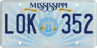 MS license plate LOK352
