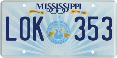 MS license plate LOK353