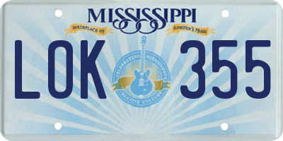 MS license plate LOK355