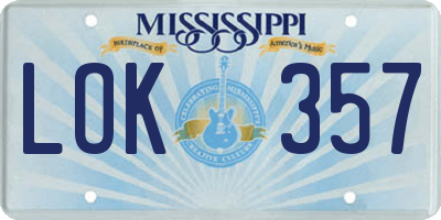 MS license plate LOK357