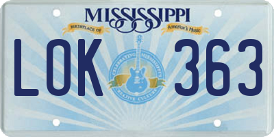 MS license plate LOK363
