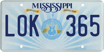 MS license plate LOK365