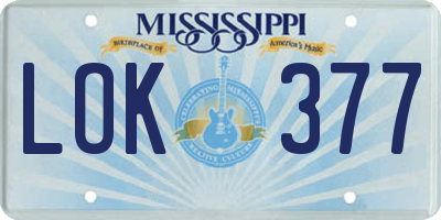 MS license plate LOK377