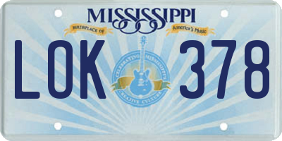 MS license plate LOK378