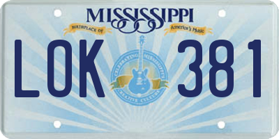 MS license plate LOK381
