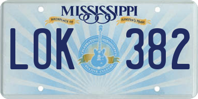 MS license plate LOK382