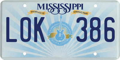 MS license plate LOK386
