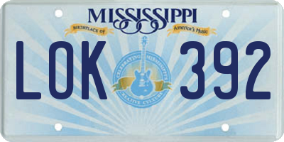 MS license plate LOK392