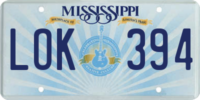 MS license plate LOK394