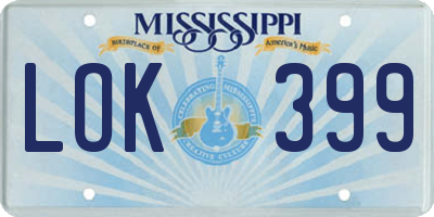 MS license plate LOK399