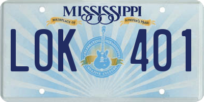 MS license plate LOK401