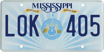MS license plate LOK405