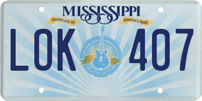 MS license plate LOK407