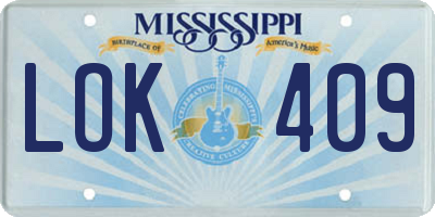 MS license plate LOK409