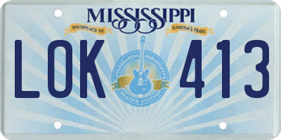 MS license plate LOK413