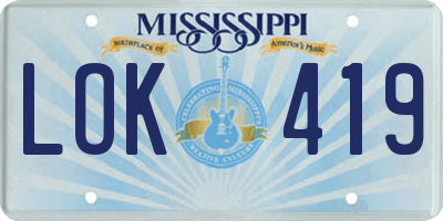 MS license plate LOK419
