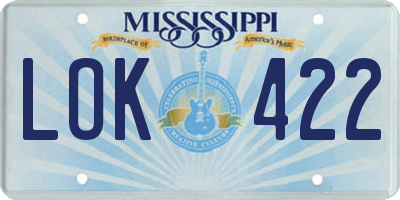 MS license plate LOK422