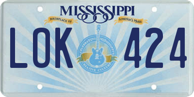 MS license plate LOK424