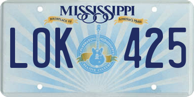 MS license plate LOK425