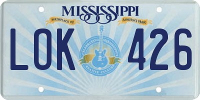 MS license plate LOK426