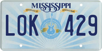MS license plate LOK429