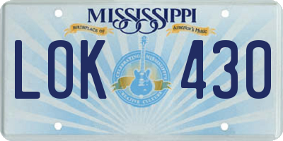 MS license plate LOK430