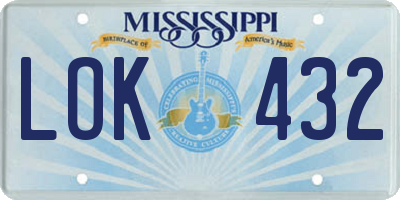 MS license plate LOK432