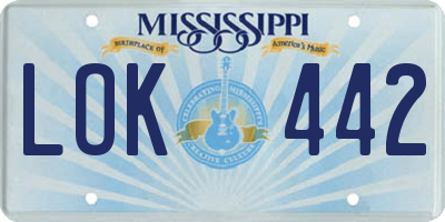 MS license plate LOK442