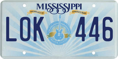 MS license plate LOK446