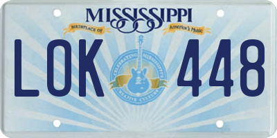 MS license plate LOK448