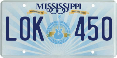 MS license plate LOK450