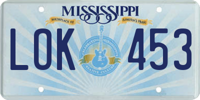 MS license plate LOK453