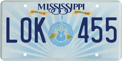MS license plate LOK455