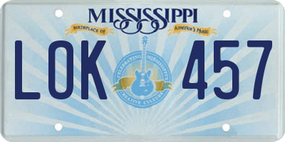 MS license plate LOK457
