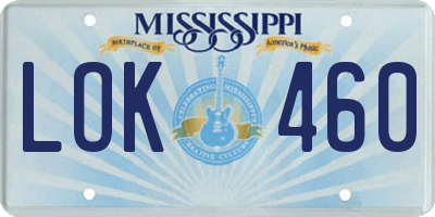 MS license plate LOK460
