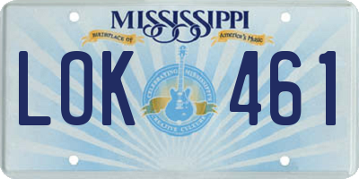 MS license plate LOK461