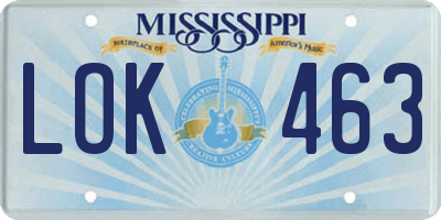 MS license plate LOK463