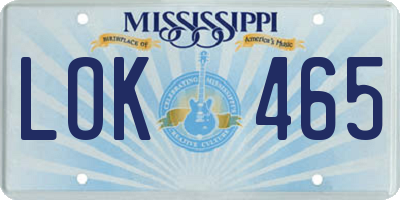 MS license plate LOK465