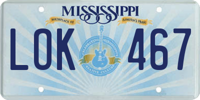 MS license plate LOK467