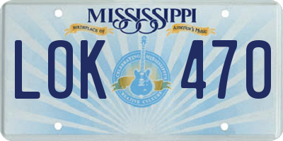 MS license plate LOK470