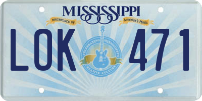 MS license plate LOK471