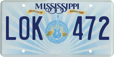 MS license plate LOK472