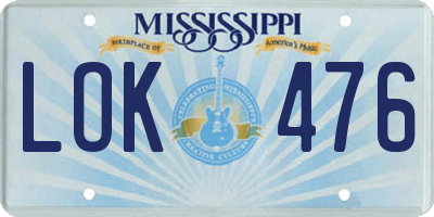 MS license plate LOK476