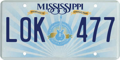 MS license plate LOK477