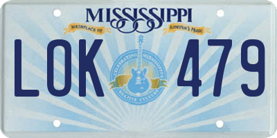 MS license plate LOK479