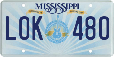 MS license plate LOK480