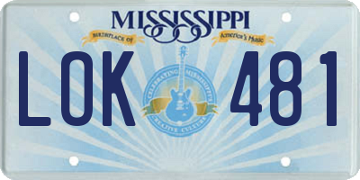 MS license plate LOK481