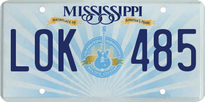 MS license plate LOK485