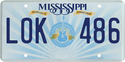 MS license plate LOK486