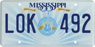 MS license plate LOK492